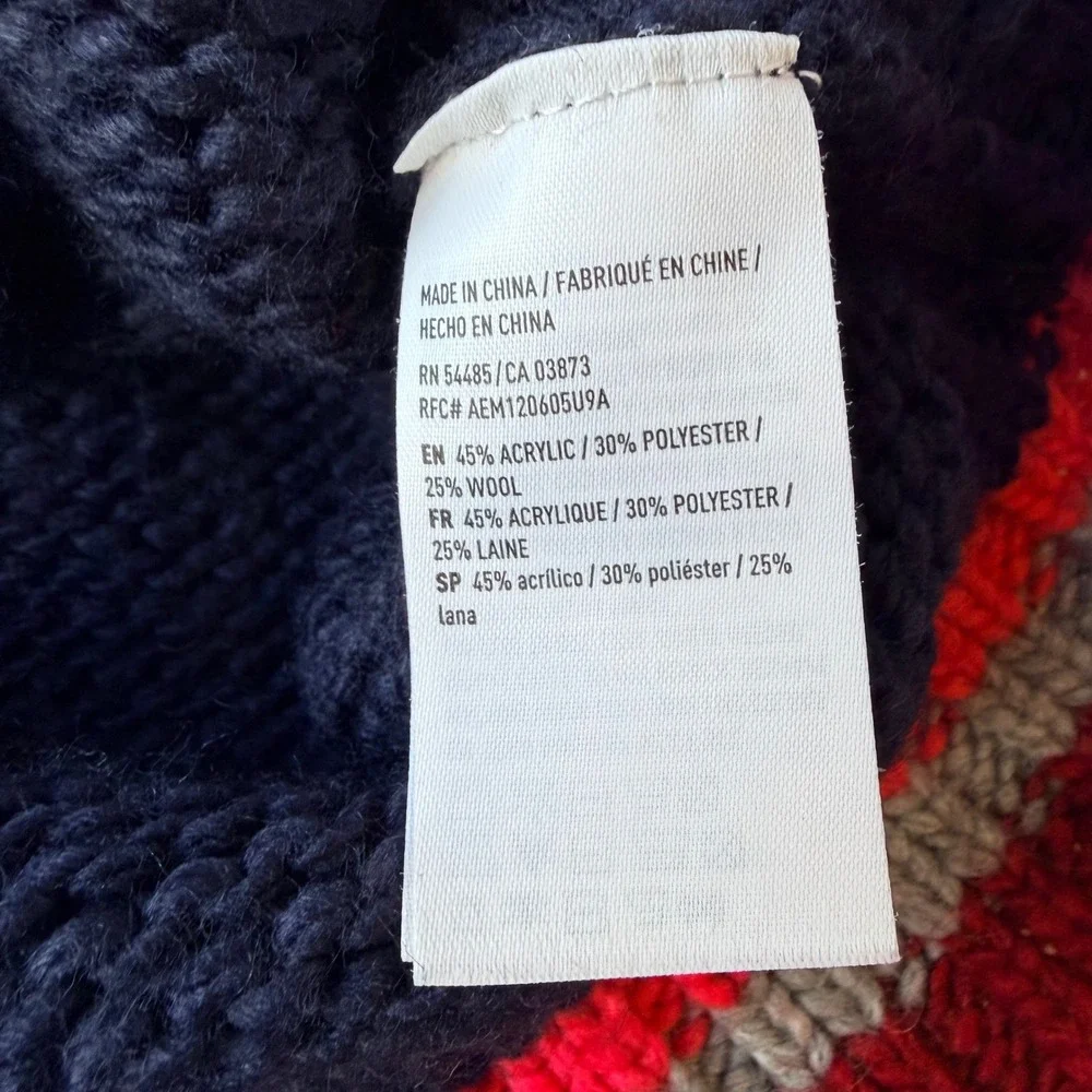 American Eagle Y2K Rainbow Stripe Wool Blend Sweater Womens XL Fitted Retro Knit
